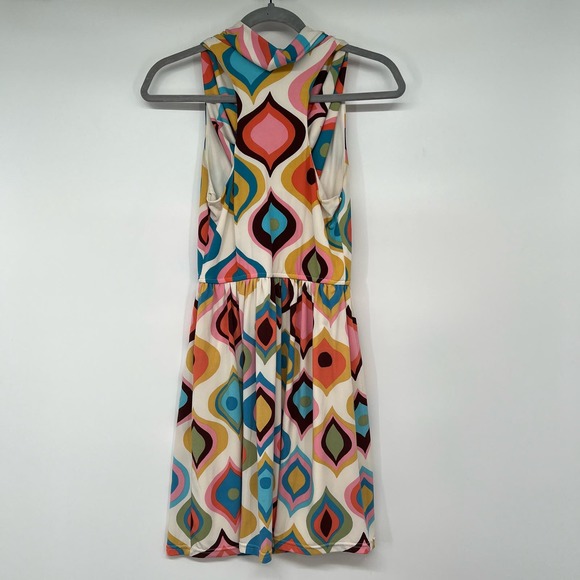 Judith March Cowl Neck Racerback Retro Pattern Dress Women's Size S Multicolor - Picture 2 of 7